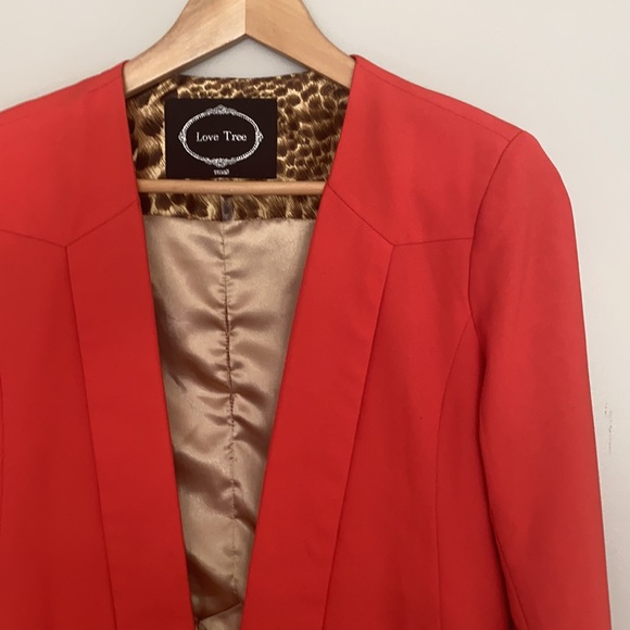 Red/Orange Blazer with Pockets - Picture 4 of 5